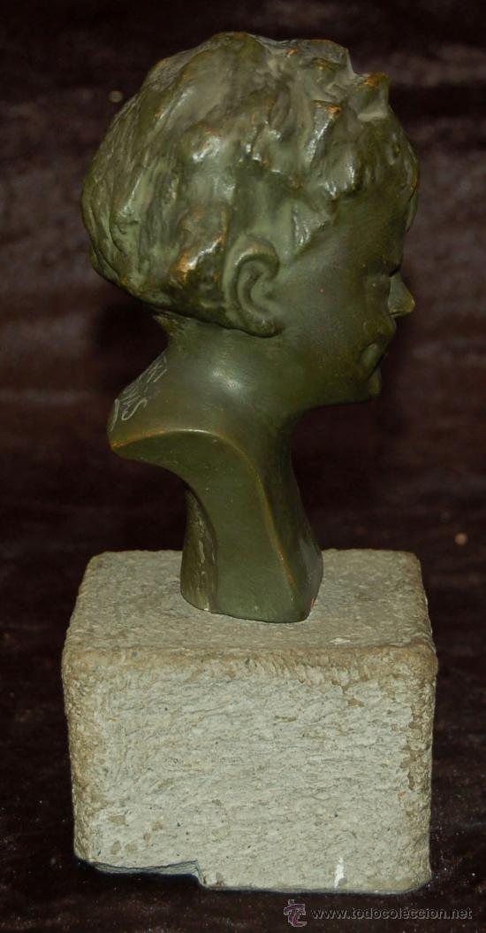 Arte: Busto de niño en terracota patinada. Aproximadamente años 30-40s. Firmado Biscarri Cuyàs (catalan). - Foto 4 - 26529144